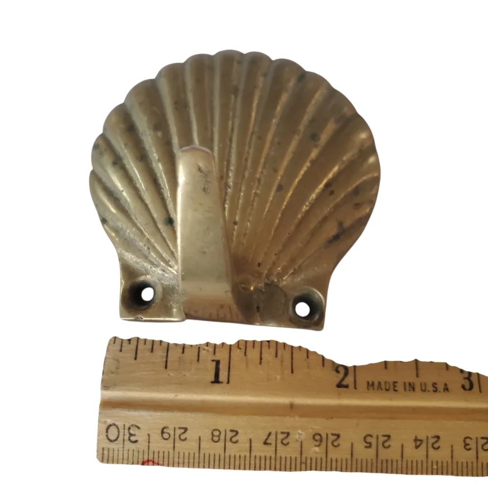 Vintage Brass Scallop Seashell Wall Hook